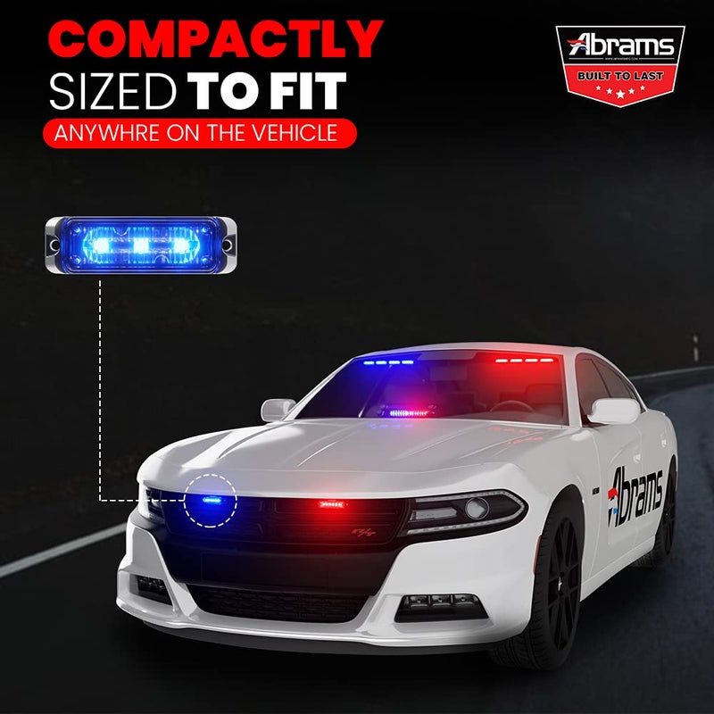 Abrams SAE Class-1 Flex 12 [Amber/White] 36W - 12 LED Snow Plow Truck Vehicle LED Grille Light Head Surface Mount Strobe Warning Light - Image 3